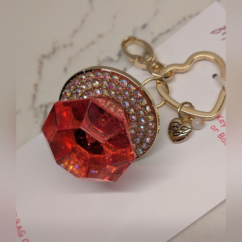 Betsey Johnson Bag Charm Ring Pop Pink NWT - Picture 5 of 6